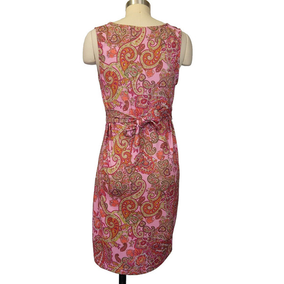 Anni Kuan Vintage Y2K Dress Size M Pink Paisley Print Tie Back Whimsy Coquette - Picture 4 of 8